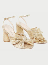 Camellia Sandale Brautschuh mit Absatz und Knöchelriemen in gold