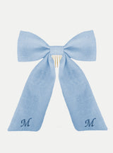 Adore Haarschleife aus Leinen in weiß - blau - weddorable