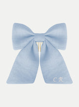 Audrey Haarschleife aus Leinen in hellblau - weddorable