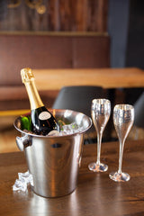 Champagnerkühler Joey, gehämmert, Edelstahl, hochglanzpoliert - weddorable