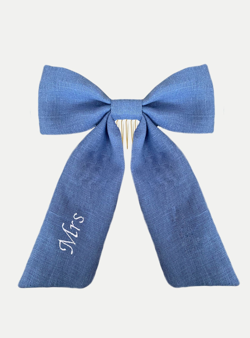 Adore Haarschleife aus Leinen in weiß - weddorable