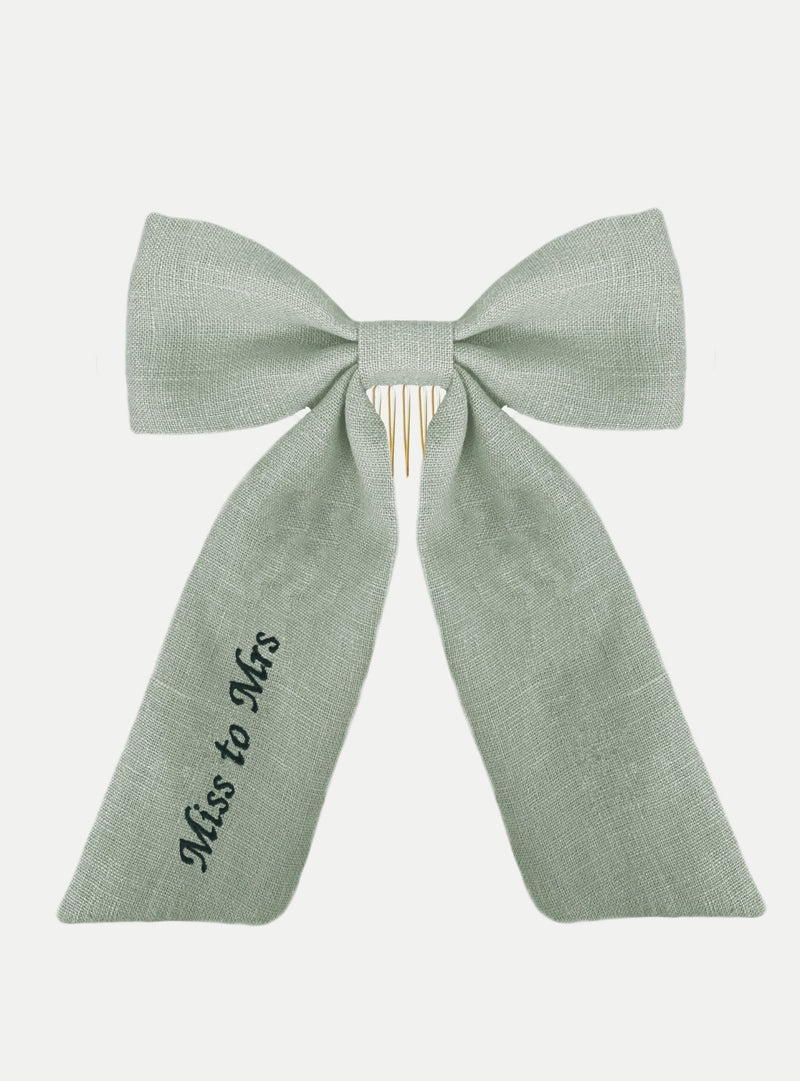 Adore Haarschleife aus Leinen in weiß - weddorable