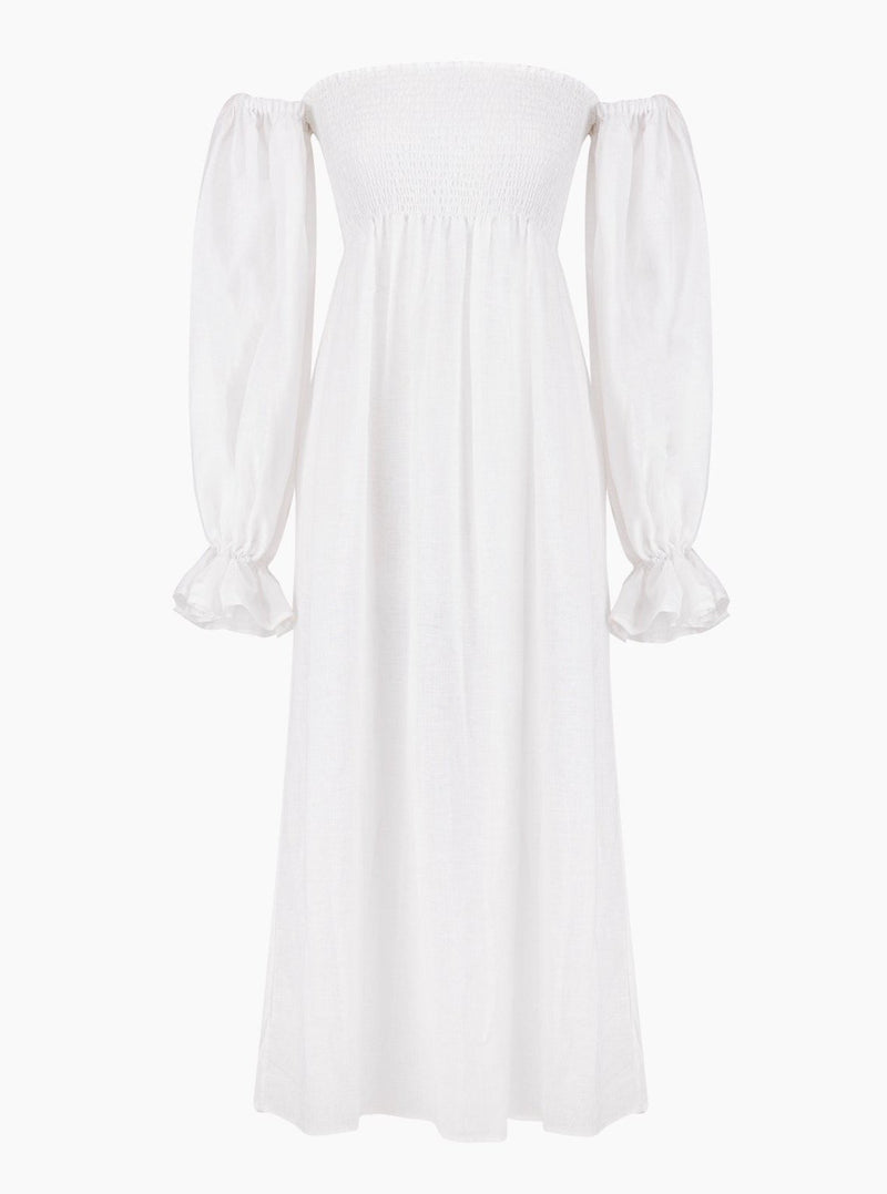 Atlanta schulterfreies Leinenkleid - weddorable