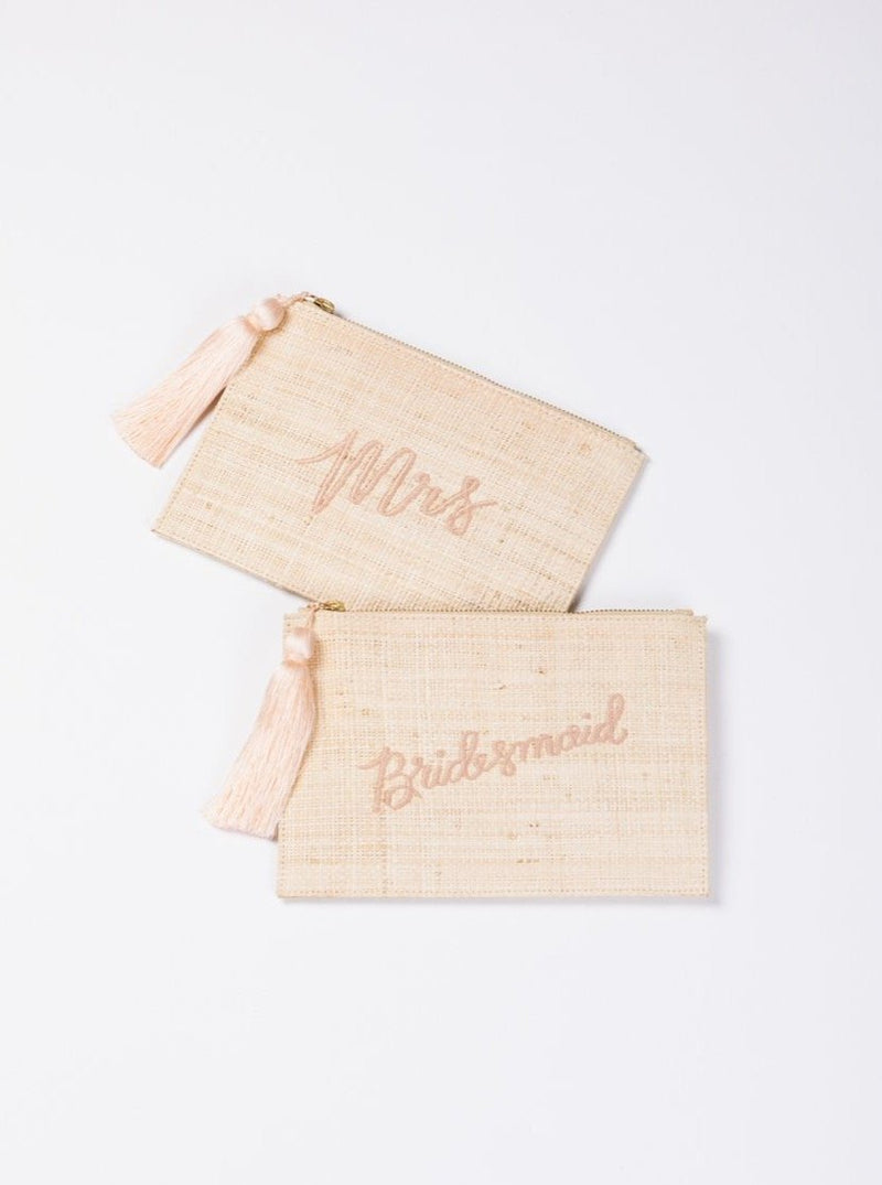 Mrs Bestickte Tasche aus geflochtenem Stroh - weddorable